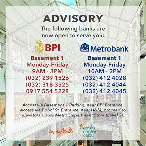BPI and Metrobank at Ayala Center Cebu .